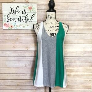 Puella {Anthropologie} Color Block Vertical Striped Sleeveless Blouse XS